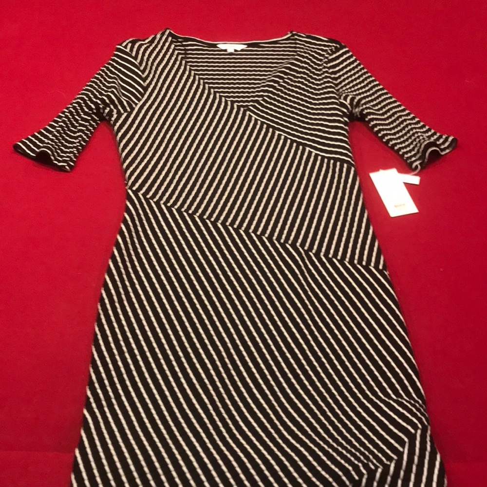 Black and white striped dress